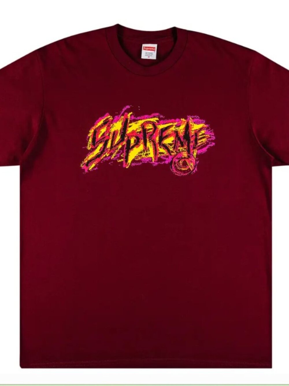 Supreme Scratch Graphic Tee, Burgundy Size Large